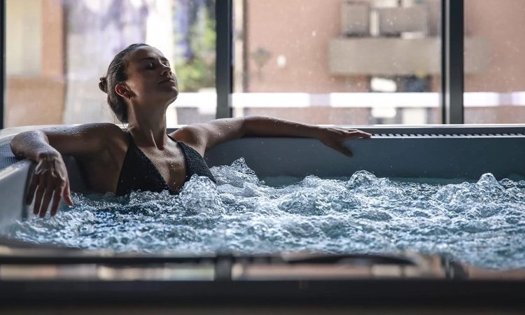 hot tub with LED lights